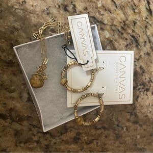 Beautiful jasper stone necklace and earrings jewelry set